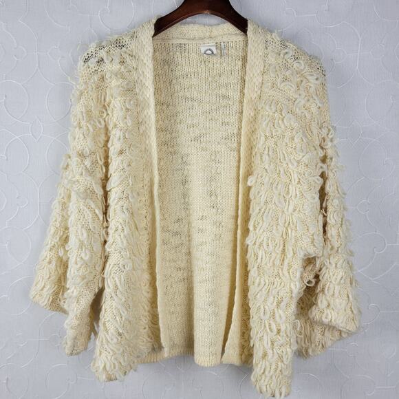 Anthropologie Akemi + Kin Womens Cardigan One Size Cream Loopy Knit Open Front - Picture 7 of 12